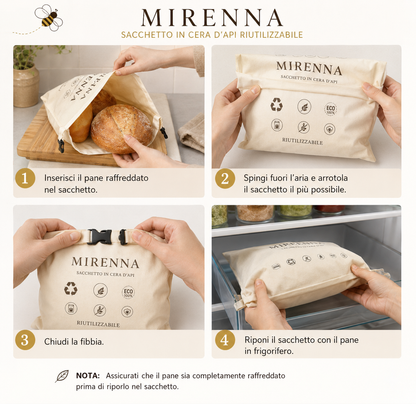 Sacchetto Pane Premium 100% Cotone e Cera d'Api