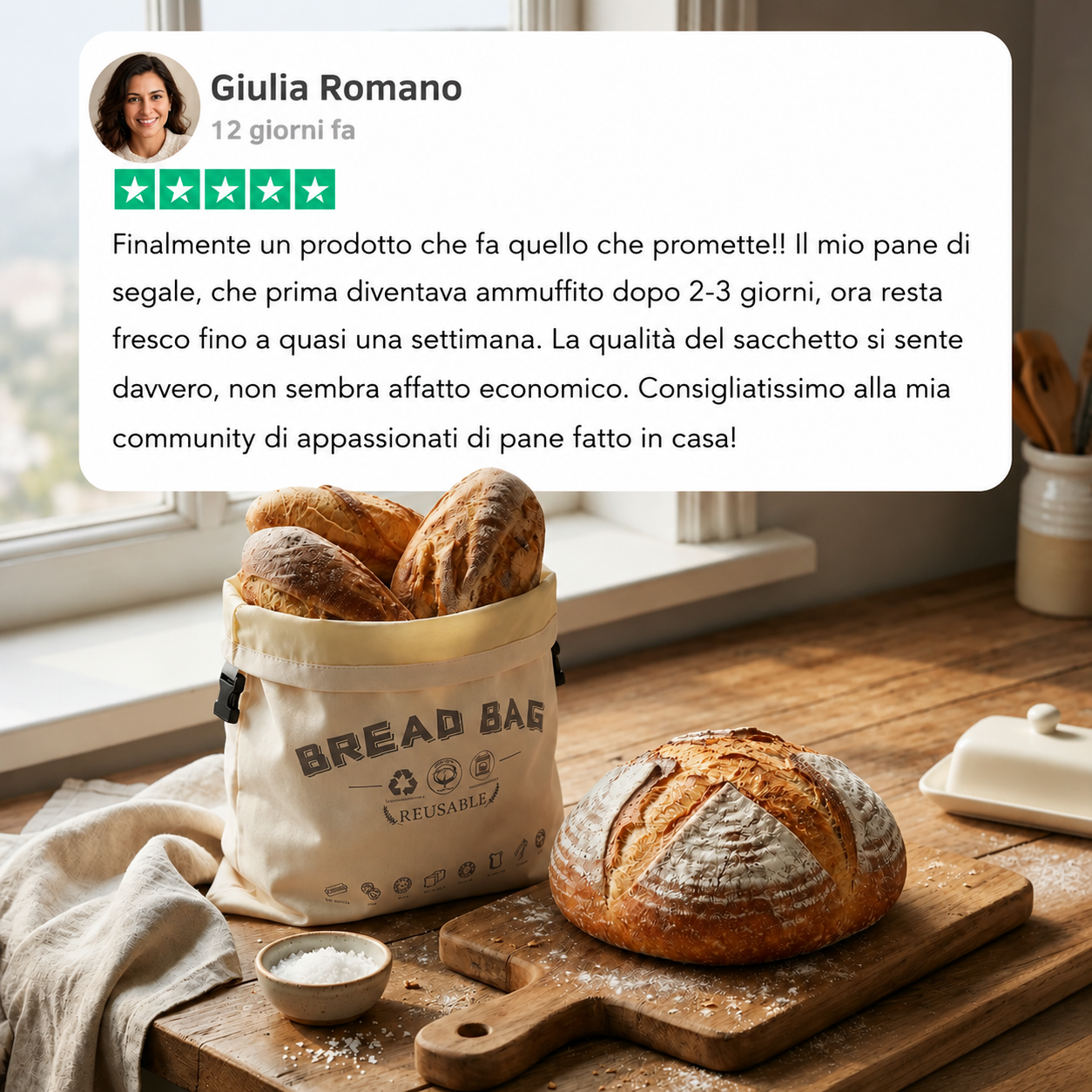 Sacchetto Pane Premium 100% Cotone e Cera d'Api