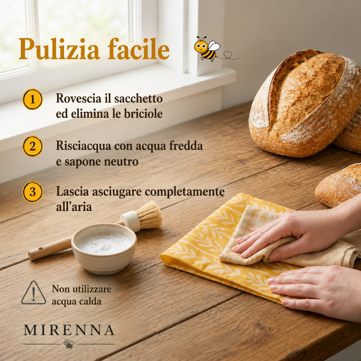 Sacchetto Pane Premium 100% Cotone e Cera d'Api