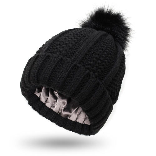 Silky Satin Lined Knit Beanie