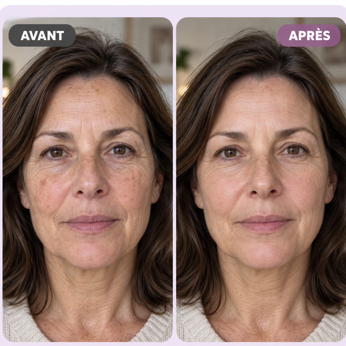 Avant après sérum collagène KERALIS, visage