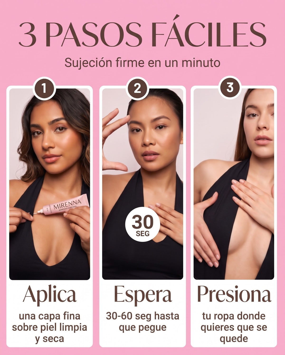 Cómo usar el Adhesivo Corporal Mirenna en 3 pasos