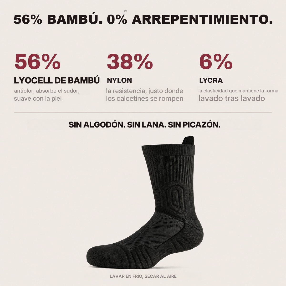 56% bambú, 38% nylon, 6% lycra